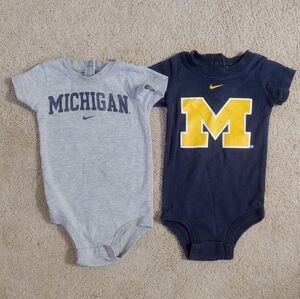 Nike Michigan Wolverines Baby Onesies Bodysuits 6-9 Months